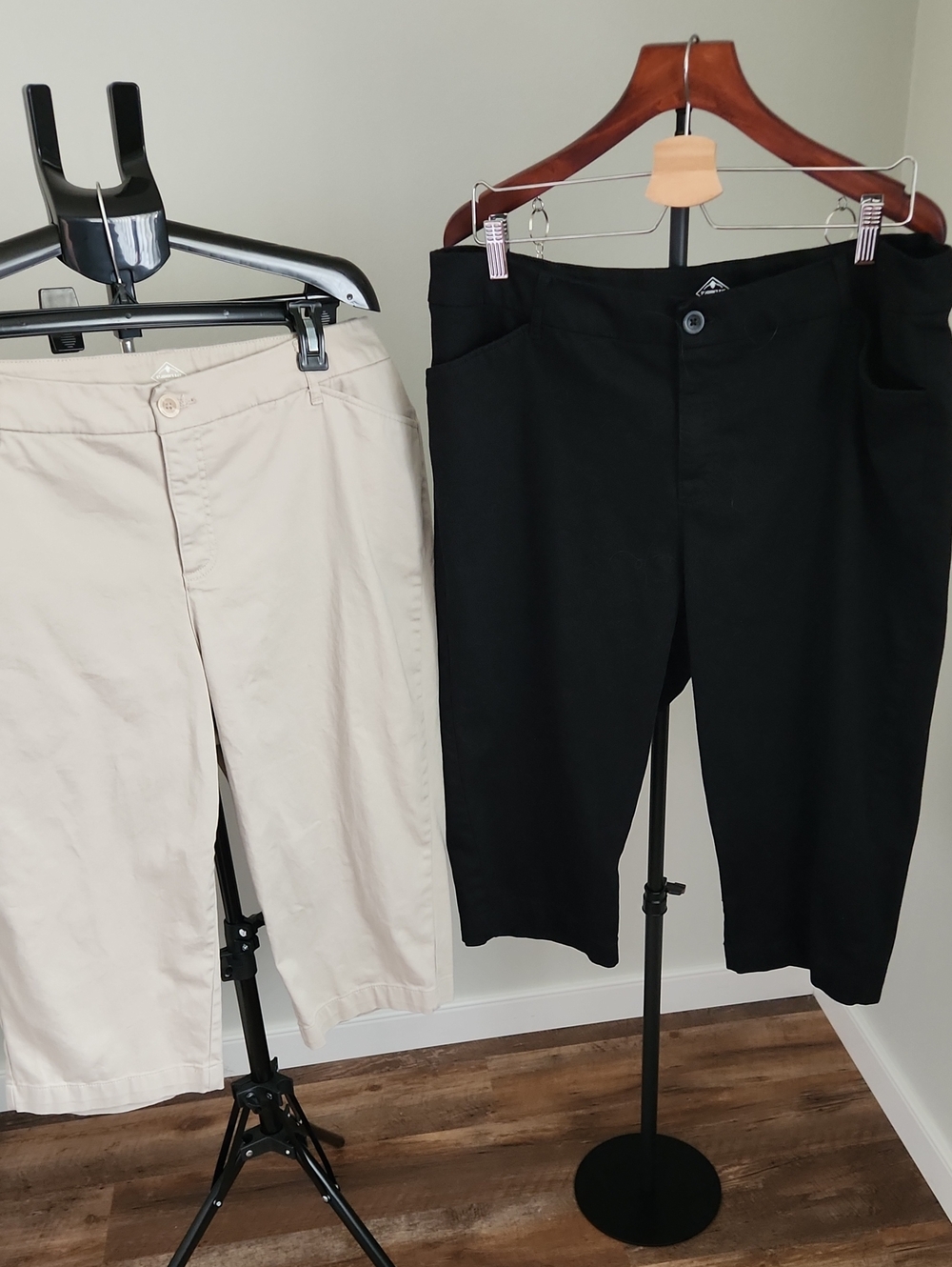 St. John's Bay capris - 2 Pair, Black and Khaki - 18W